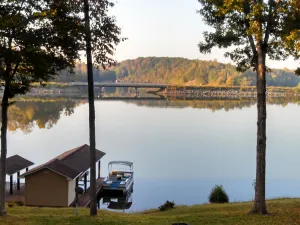Image of Lakefront cottage with WiFi . Deep  water with a diving board!