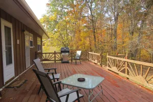 Image of A nice view of the woods awaits you from the countryside kitchen window and deck