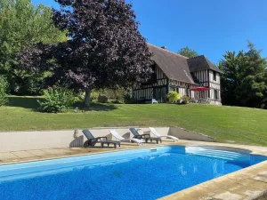 Image of Norman house with swimming pool, exceptional view of the countryside, close to beaches