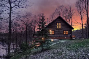 Image of Spacious, Lake Front, Authentic Log Home