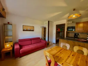 Image of Bright studio in Samoëns center, near ski bus, balcony, ski locker, TV