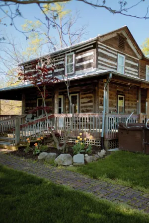 Image of Beautiful and Historic Log Cabin: cozy, quiet, huge hot tub! Quiet getaway!