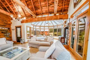 Image of Beautiful, rustic home w\/ on-site playground, deck, patio, grill, and fireplace