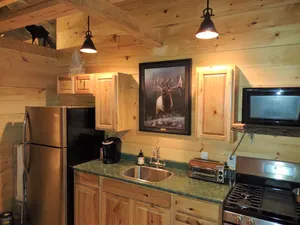 Image of Perfect Benezette Cabin Nestled in Winter Woods. \nClose, Convenient and Cuddly..