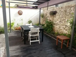 Image of Beautiful village house with stone walls, air conditioning in bedrooms