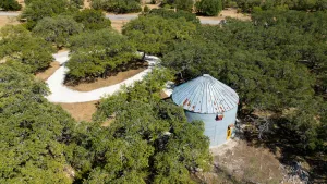 Image of Lampasas' only grain silo cabin. Close to 3 State Parks and Spider Mountain