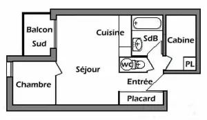 Image of 50m from resort center, Ground floor, balcony, tv, ski locker, 30m², Les Saisies