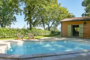 Image of little house on the colline,swimming pool and petanque court