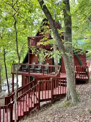 Image of Chalet style cabin with loft bedroom, hot tub and internet