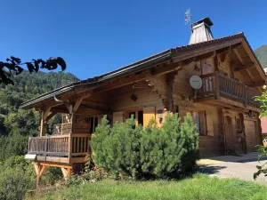 Image of La Chevrière, beautiful log chalet, panoramic view, near Megève