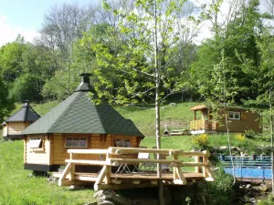 Image of Romantic Riverside Cabin with Panoramic Terrace and Private Sauna Session