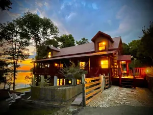 Image of Lakefront log cabin over looking Walter George Reservoir, aka Lake Eufaula, Al