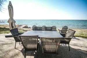 Image of Sunset Beach on Otter Tail Lake, fall colors, snowmobile trails, ice fishing