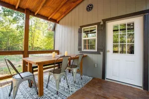 Image of Serene beautiful country cabin on beautiful pond