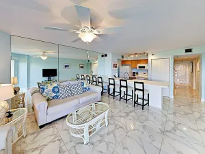 Image of Its an enjoyable two bed\/bath unit with pleasant view of the marina and 0cean.