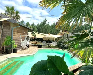 Image of House with exotic cabin atmosphere, air-conditioned pool & spa