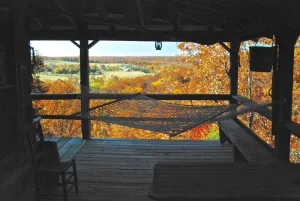 Image of Native Ozark Log Cabin Perched Above The Scenic Gasconade River Valley