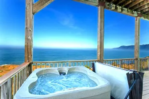 Image of Incredible Ocean View, Oceanfront! by OceanviewHotTubs Shelter Cove, CA Tesla EV station