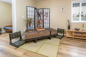 Image of Far East Escape: Zen apartment, Japanese tea table
