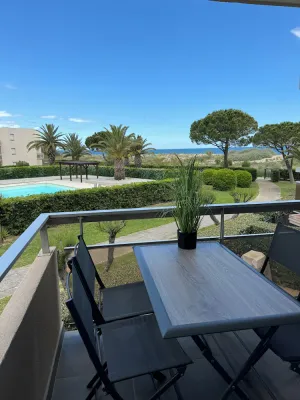 Image of Seaside, Studio cabin with sea and pool view ideal for couple with 2 children