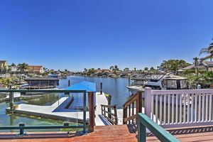 Image of Waterfront Discovery Bay Home Outdoor Bar and Dock