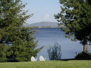 Image of Beautiful view of the lake with patio and BBQ.