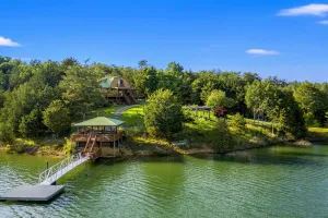 Image of Lakefront Retreat With Mountain Views, Private Boat Launch And Dock