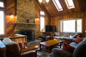 Image of Riverfront luxury in the woods - main level master bedroom
