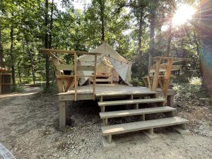 Image of Romantic glamping site with views of the lake.