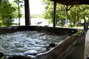 Image of Hot Tub! Lakefront Home - Fire Pit, Kayaks, & Two-Story Dock