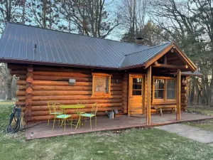 Image of Private, modern, cedar log cabin home on twenty acres near St. Croix State Park.