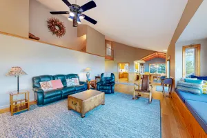 Image of Ocean view home with fireplace, deck, private hot tub & grill
