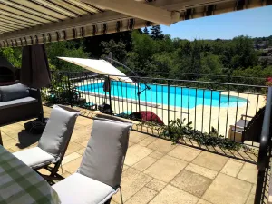 Image of View of old Sarlat, air conditioning, heated and private 12 m swimming pool, spa
