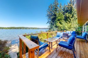 Image of Lakefront dream with private hot tub, dock, kayaks, pedal boat & amazing views