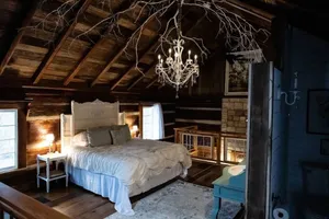 Image of Historic Log Cabin, Dreamy Loft Suite, Stone Frpl.
