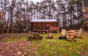 Image of The Retreat - Cozy studio cabin - Hot Tub, Firepit, pond, natural playground