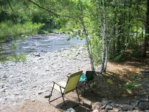 Image of Streamside Campsite plus tiny cabin combines classic camping with rustic charm!!