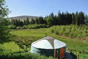 Image of Mongolian Yurt with Log Cabin Kitchen\/Bathroom in Berwyn Mountains, North Wales