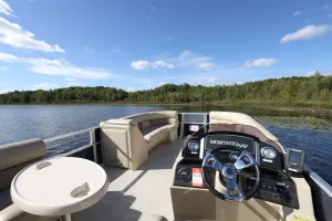 Image of Renovated Waterfront Northwoods Cabin with NEW 2024 Pontoon Boat and fire pit