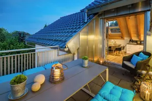 Image of Quiet luxury attic loft for 6-8 people - balcony\/garden (3 bedrooms + 3 bathrooms)