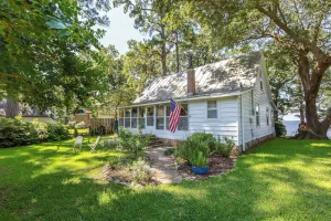 Image of Beautiful Waterfront Home W\/ Sleeping Porch on the Neuse River, outdoor shower.