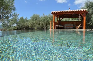 Image of beautiful house in olive grove, infinty pool and hot tub, panoramic view 8 pax