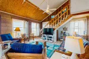 Image of Oceanfront home with private beach walkway, washer\/dryer, WiFi & AC - dogs OK