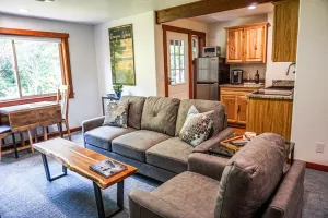Image of Beautiful Guest Suite with Private Deck Overlooking Forest and Waterfall