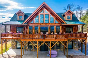 Image of Amazing Log home with breath taking mountain views! Mins from Kerr Scott Lake