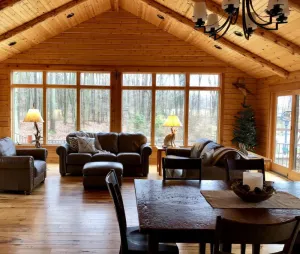 Image of Beautiful Log Cabin nestled in the woods of Amish Country. Relax in our hot tub!