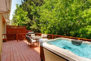 Image of Terrific, central location for ski resort access w\/ private hot tub & fireplace