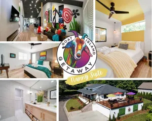 Image of Mod\/2BR fire pit+corn hole+bikes+kayaks+private golf+gym+pass. Close to CLT