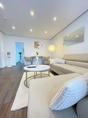 Image of Stylish apartment with balcony, water view and Netflix