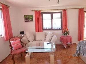 Image of Apartment Zinnkopf 40 sqm, living room with box-spring bed, balcony, kitchen